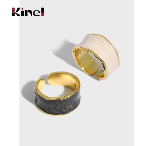 Kinel Authentic 925 Sterling Silver Enamel Ring Wedding Party Trendy Elegant Gift Finger Rings for Women Korea Fine Jewelry