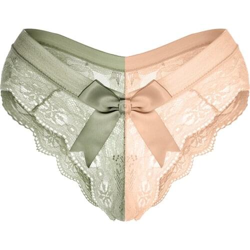 Women sexy bow knot fashion Semi-hip lace underwear high quality panties transparent lingerie S M L XL CYHWR