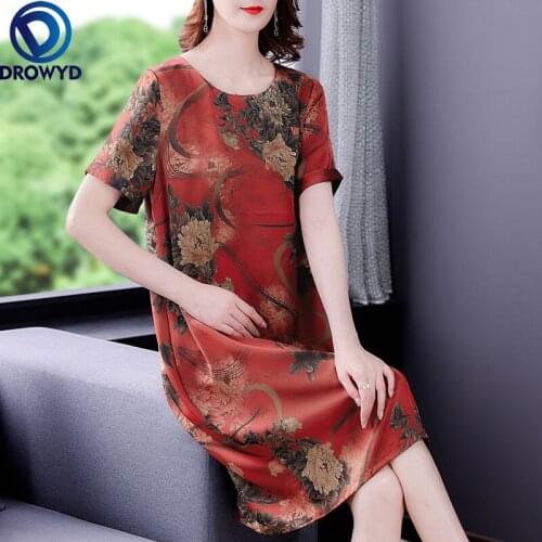 Women Vintage Boho Maxi Dress Summer 2021 New Office Lady Print Short Sleeve Loose O-Neck Green Red Dresses Traf Vestidos Robe