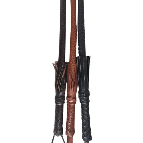 LOCLE 80cm Hand Made Braided Riding Whips for Horse Racing Genuine Bull Leather Equestrian Horse Whip Riding Crop