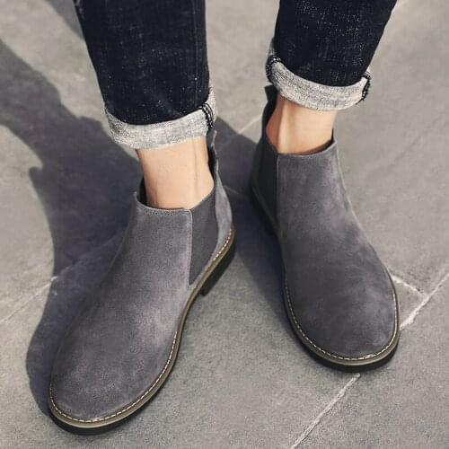 Winter Martin boots mens 2020 warm Leather Suede desert boots Chelsea Mens snow boots high top leather shoes men