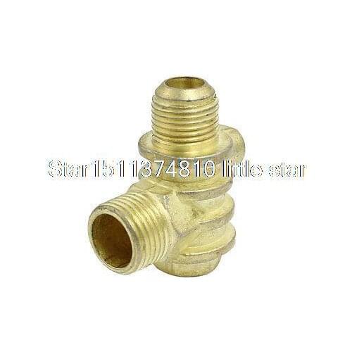 0.35" Female Thread Tube Connector Air Compressor Check Valve Brass Tone
