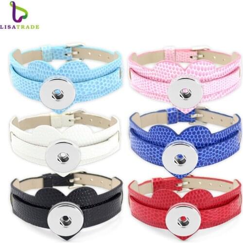 10PCS! Snap button Bracelet Bangle, 18+8MM PU leather Wristband DIY Accessory Bracelet Fit Snap buttons & Slide charms LSNB10
