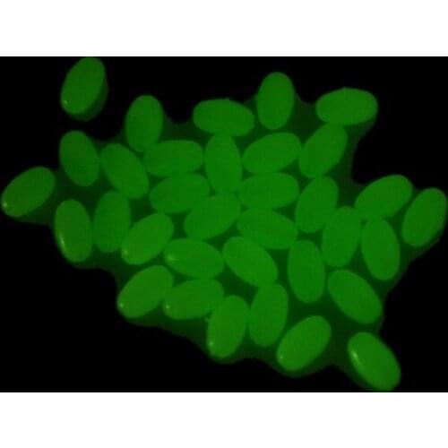 100Pcs 5mm/8mm/10mm Premium Green Large Plastic Oval Luminous Fishing Beads Lumo Glow Beans Sabiki Snapper Rig