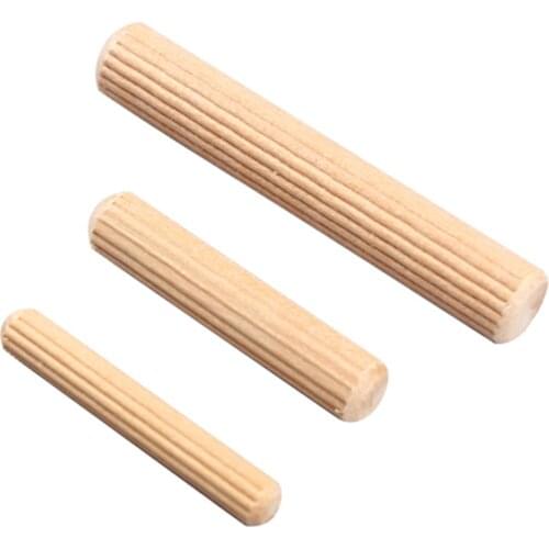 100pcs Wood Dowel Pins 6mm 8mm 10mm L Fluted Beveled Ends Tapered Rods