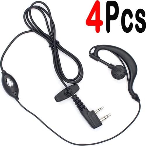 4pcs 2Pin PTT Earpiece Walkie Talkie Headset For KENWOOD BAOFENG UV-5R BF-888S RETEVIS H777 RT7 For QUANSHENG for PUXING TYT