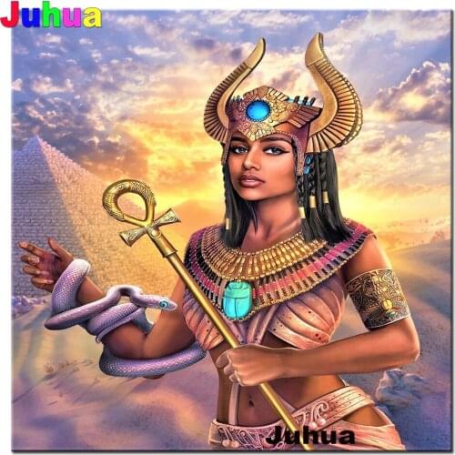 5d Round diamond embroidery"egyptian queen "3d pattern cross stitch kits mosaic diamond painting snake woman,Home art