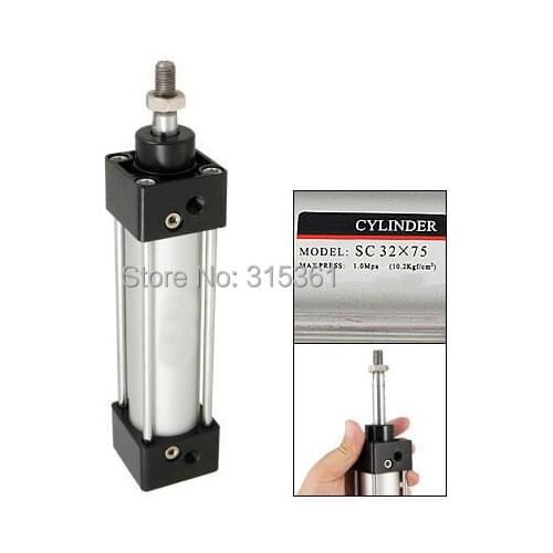 Free Shipping SC 32mm Bore 75mm Stroke Double Acting Single Thread Rod Standard Pneumatic Air Cylinder SC32-75