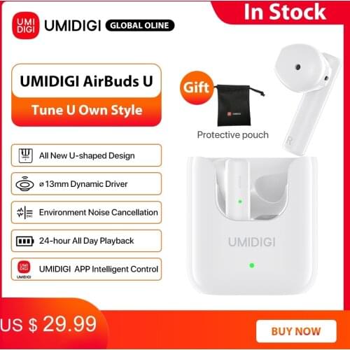 UMIDIGI AirBuds U Wireless Earphones TWS Bluetooth 5.1 ENC Noise Reduction 380mAh Charging Box Sports Headsets With Microphone