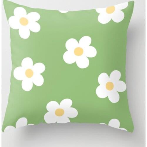 Orange Flower Pillow Cover Green Pink Plant Pillow Case Soft Sofa Cushion Cover Pillowcase Office Afternoon Nap Pillowslip Home