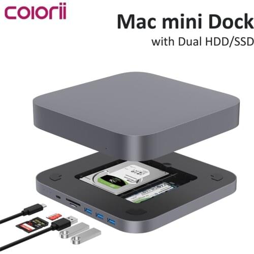 MC25 PRO GRAY Dual Hard drive enclosure 2.5 inch ssd/hdd SATA and M.2 DOCKING STATION form mac mini 2020 M1 USB C HUB