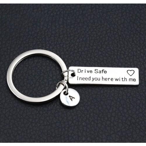 Drive Safe I Need You Here With Me/Couples Keychain/Engraved Keychain/Lettering A-Z Keychain/Husband Gift/Boyfriend Gift