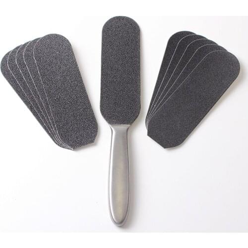 Double Side Stainless Steel Pedicure Foot File With 10Pcs Removable Dry Sanding Paper Hard Skin Remover Feet Care Pedicure Tools