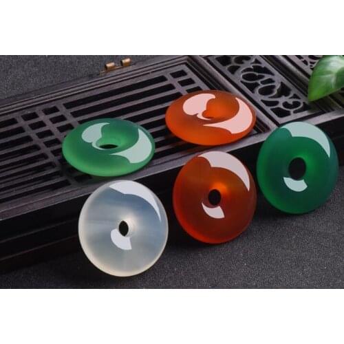 Chalcedony Pendant Safe Pendant Chinese Carved Lucky Amulet Ping buckle Pendant Necklace Pendants Jewelry