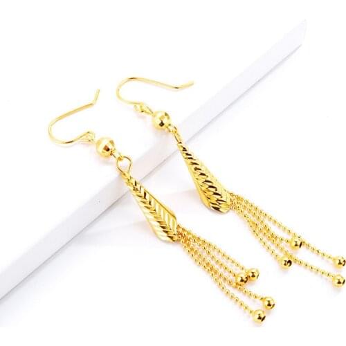 Delicate Hanging Long Tassel Earrings Gold Color Drop for Womens Wedding Engagement Jewelry for Girlfriend Birthday Gifts