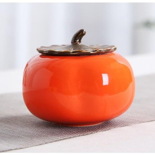 Wanshi Ruyi Creative Ceramic Persimmon Tea Pot Pottery Tea Cup Candy Jar Portable Hight Quality Household Ceramic Storage Tank