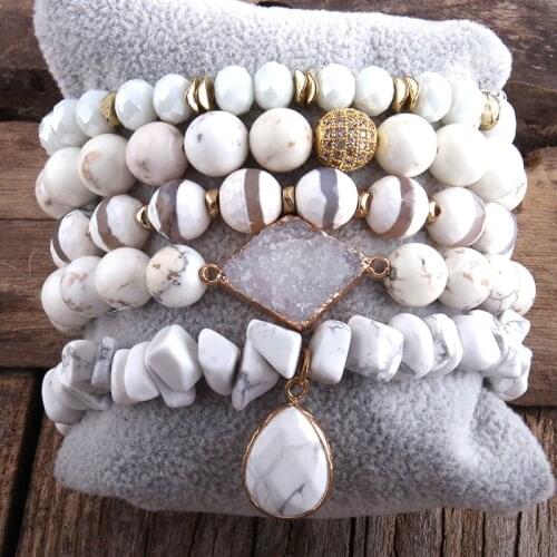MD Fashion Stones Beaded Bracelet 5pc Bracelets Sets For Women Jewelry DropShip