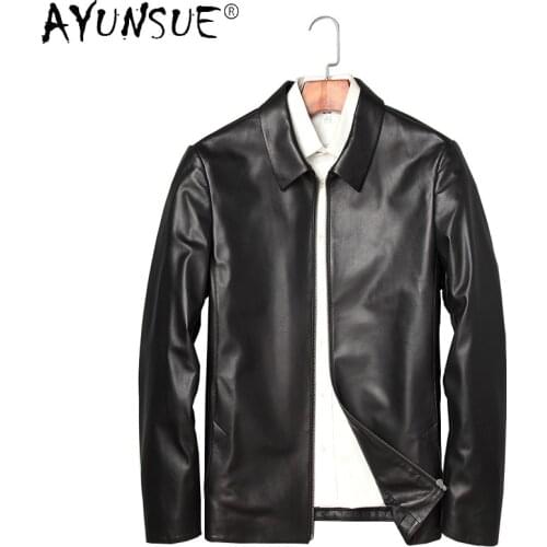 AYUNSUE Autumn Real Sheepskin Leather Jacekt Mens Coats Black Genuine Leather Jacket Male Clothes Korean Veste Cuir Homme SQQ304