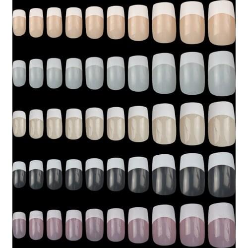 100 Pcs French Fake Nails Acrylic False Nails Kit Including 12 Different Size Pink White Nails Tips Sets With