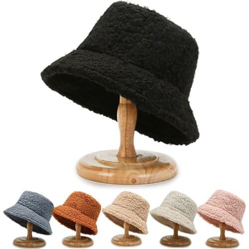 New thick and warm Teddy hat for autumn and winter fisherman hat lamb plush soft warm fisherman hat ladies Panama casual hat