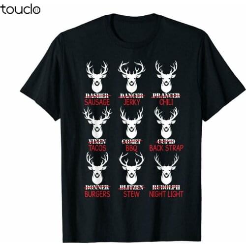 Deer Hunting Dishes Hunter Of All Santas Reindeer Christmas Funny Black T-Shirt