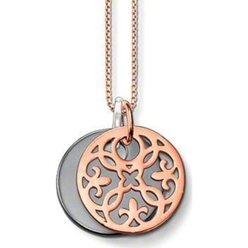 925 Sterling Silver Rose Gold Color Arabesque Pendant Hematite Disc Chokers Necklaces & Pendants, Most Fashion Jewelry for Women