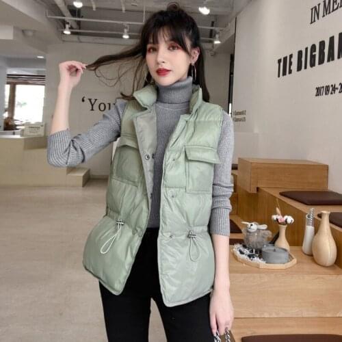 Down Vest Jackets Women Korean Fashion Sleeveless Gilet Coat White Black Casual Slim Short Waistcoat Winter Warmer Chaleco Mujer