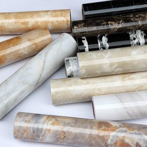 PVC Kitchen Wall Stickers Marble Cabinet Paster Bathroom Floor Self-Adhesive Waterproof Oil-proof Wallpaper Wall Decoration