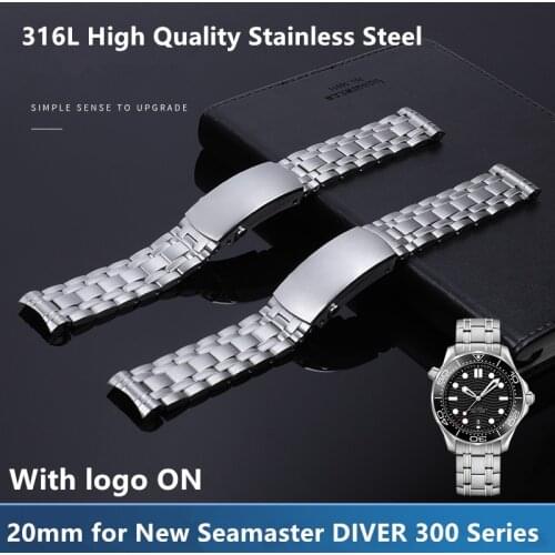 20mm Original 316L Stainless Steel Watch Band Special for New Seamaster DIVER 300M Strap Calibre Omega 8800 Movement Watchband