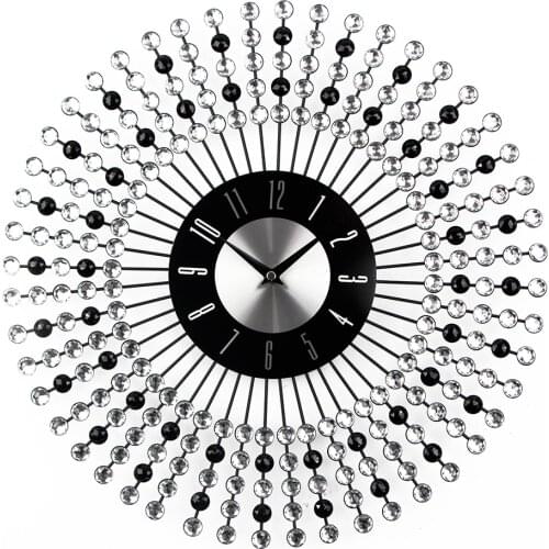 Luxury Design Large Wall Clock Diamond Metal Art Clock Duvar Saati Murale Reloj Mural Morden Design For Home Decoration