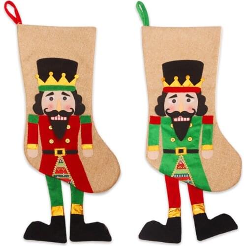 Navidad Wool Christmas Stockings Natal Hand Making Carton Walnut Soldier Crafts Children Candy Gift Bag