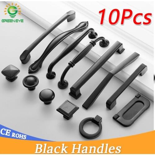 10Pcs Black Handles for Furniture Cabinet Knobs and Drawer Knobs Cabinet Pulls Cupboard Handles Knobs and Kitchen Handles