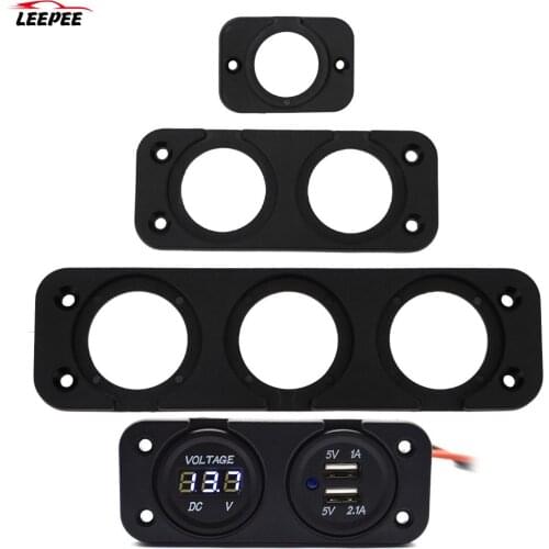 Cigarette Lighter Bracket Car USB Panel 1/2/3/4 Hole Charger Switch Voltmeter Mounting Plate For Ship Motorcycle Truck Golf Cart