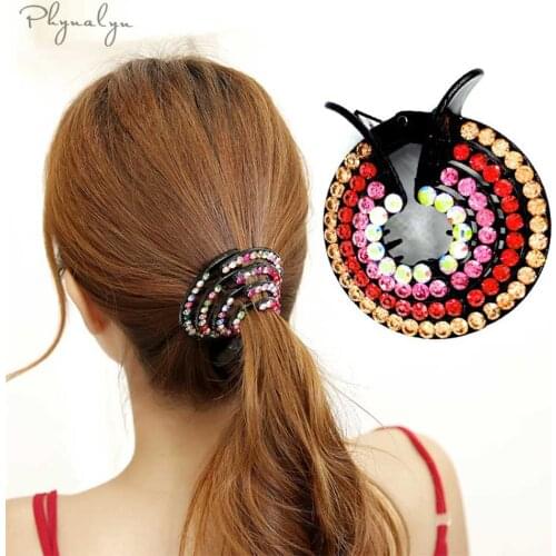Rhinestone Hair Clips Claw Women Nest Expanding Rhinestone Hairpin Girls Fashion Half-balloon Hair Clip Hair Bun Holders