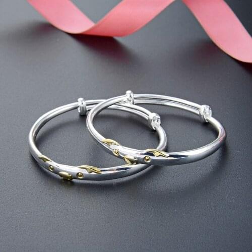 SA SILVERAGE Jewelry Silver 999 25.8g Yellow Pig S999 Pure Silver Korean Cartoon Baby Bracelet Childrens Bangles for Women