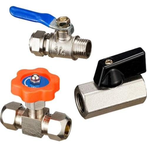 1pc Mini Air brass ball valve double inner ferrule needle valve quick screw ball valve BSP Male To Female Air Compressor Valves