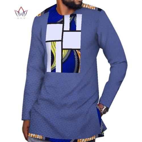 2021 BintaRealWax Traditional African Mens Top Long Shirt Patchwork Casual Men Dashiki Cotton African Style Men Clothing