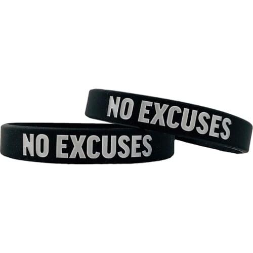 300pcs Motivational NO EXCUSES Silicone Bracelets Rubber Wristbands Free Shipping by DHL