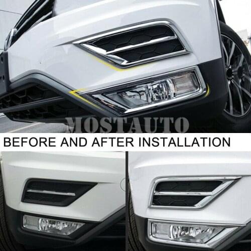For Volkswagen VW Tiguan Second Generation 2017-2018 ABS Chrome Upper & Bottom Fog Light Lamp Cover Trim 4pcs Car Decor Car Trim