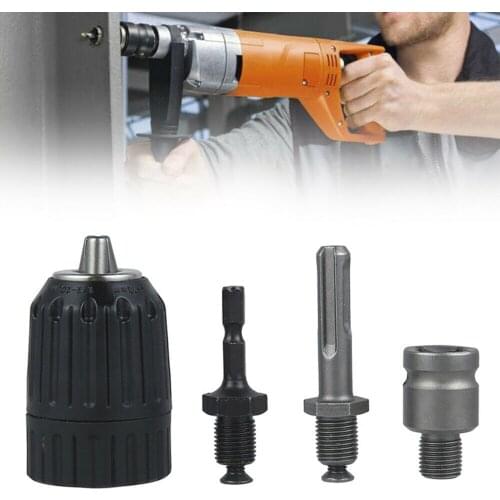 4 in 1 Universal 3-Jaw Drill Chuck with SDS Plus, Shank, Quick Change Square Connector Socket Hex Converter fr Hammer Drill