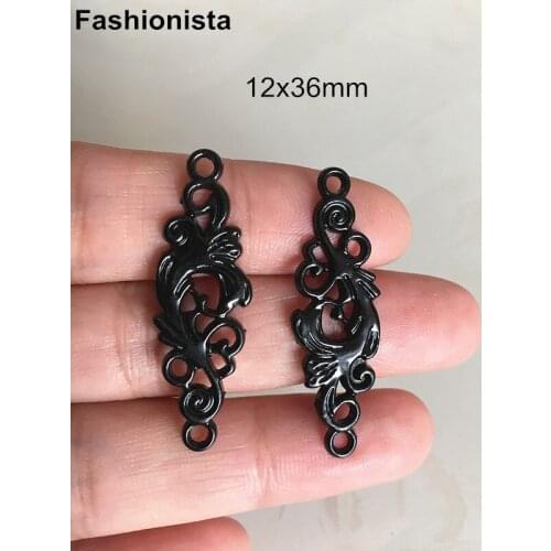 50 pcs/10 pcs Antique Bronze Vintage Metal Black Jewelry Flower Connector Charm Pendant Finding 12*36mm - Free Shipping -B C