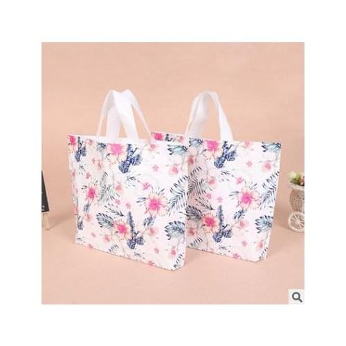 50Pcs PASAYIONE Thicken Gift Handbags With Flower Pattern Children Clothing Packaging Large Plastic Handbag Gift Bag With Handle