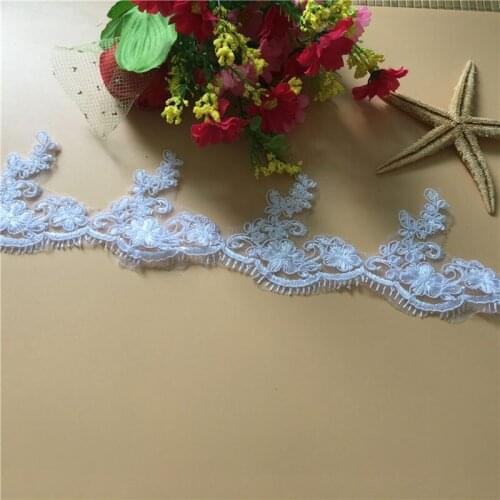 9Yards Lace Trims Pure White Exquisite Embroidery Floral Trimmings Lace Fabric For Wedding Dresses DIY Garment Accessories