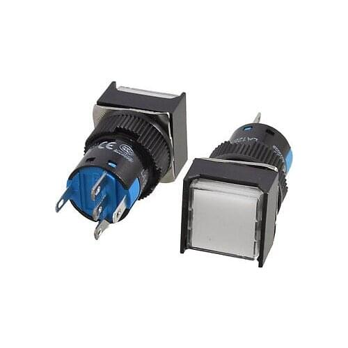 White Cap 5 Terminals 1NO 1NC AC 250V 5A Latching Push Button Switch