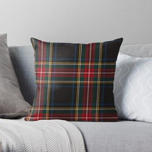 STEWART BLACK TARTAN Polyester Decor Pillow Case Home Cushion Cover 45*45cm