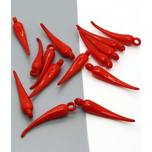 10pcs 40mm Red Chili Long Earrings Resin Charms Cool Vegetable Food Pendants For Necklace Keychain DIY Accessory Jewelry Make