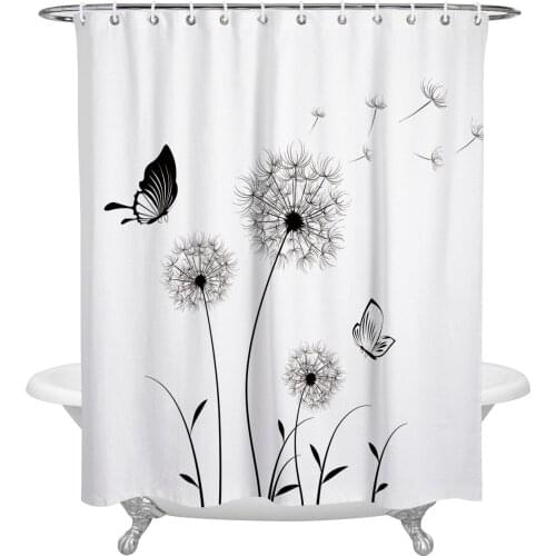 Dandelion Pattern Shower Curtain Waterproof Polyester Fabric Shower Curtains Home Decoration Curtain with Hook