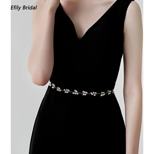 Efily Bridal Pearl Belts for Women Accessories 2021 New Fashion Prom Wedding Dress Belt Pary Strass Bride Sash Bridesmaid Gift