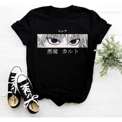 Hunter X Hunter T-Shirt Female Anime Killua Zoldyck Devil Eye Tee Shirt Women Short Sleeve Casual Kurapika HxH Devil Eye T Shirt