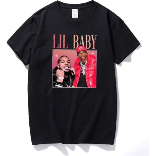 Lil Baby Rapper Hip Hop 90s Vintage T Shirt For Men Streetwear Graphic Tees Top Cotton Short Sleeve T-shirts